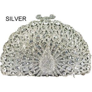 NEW Sparkling Bling Swarovski Crystal Rhinestone Peacock Clutch Bird Pur…